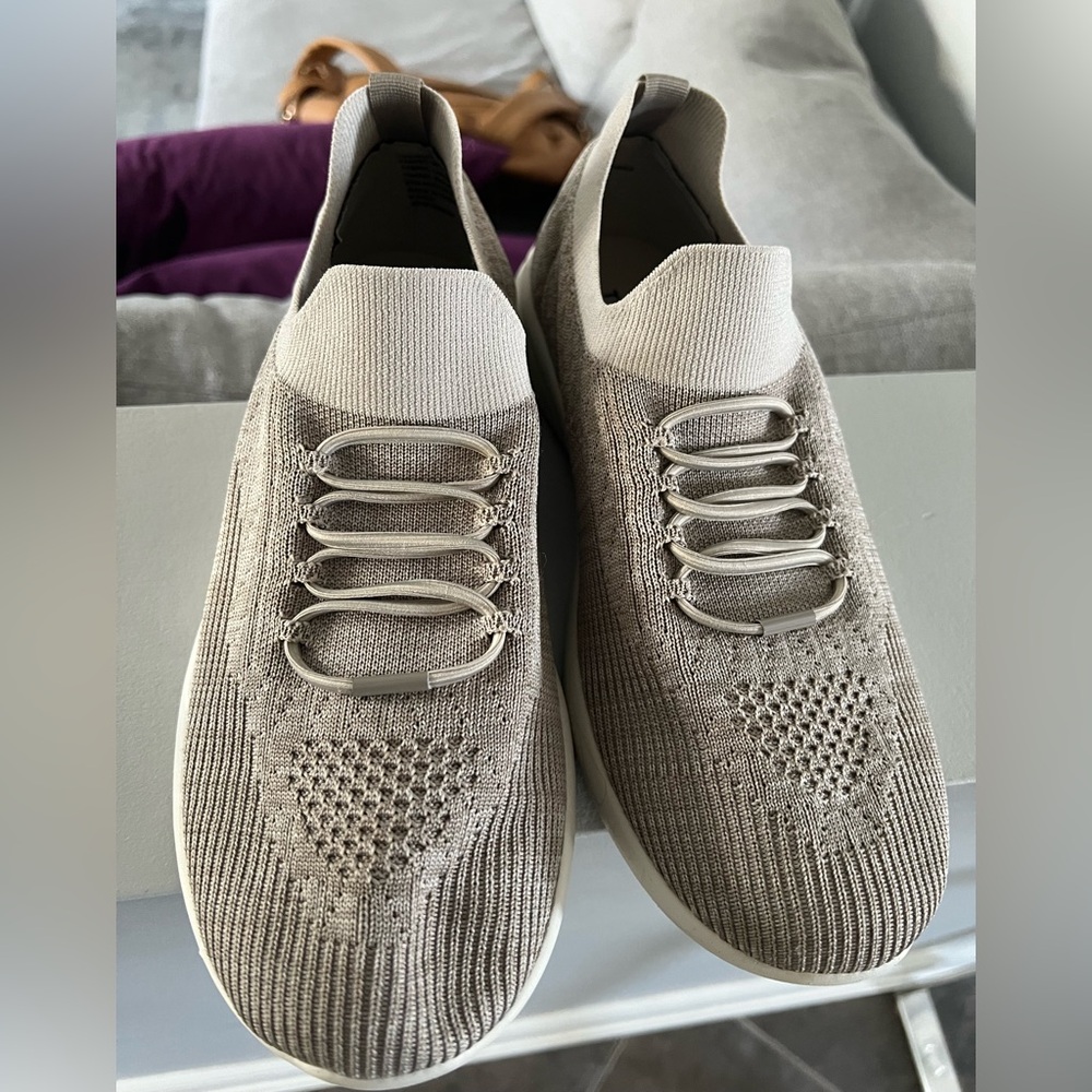 Stylish Beige Knit Women’s Slip on Sneakers